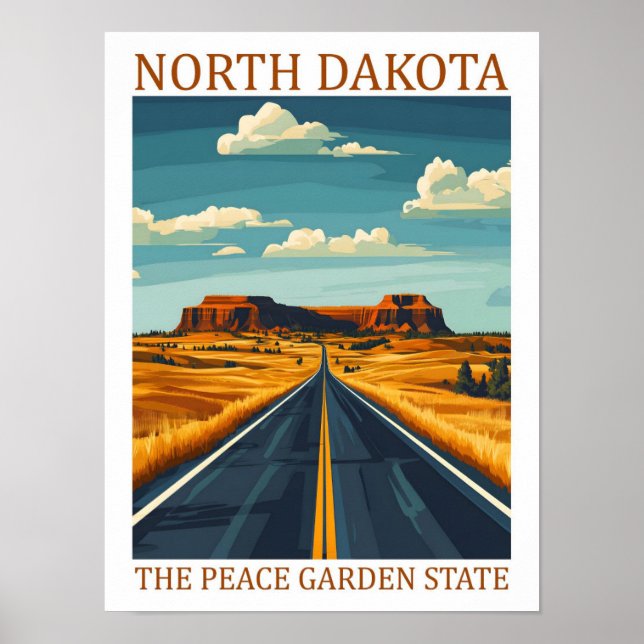 Affiche Dakota du Nord Peace Garden State USA Travel (Devant)