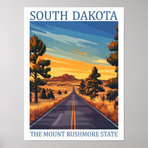 Affiche Dakota du Sud, Etat du Mont Rushmore USA Travel