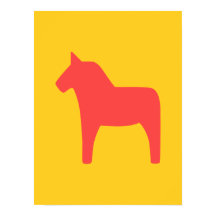 Dala Horse rouge sur l'affiche jaune