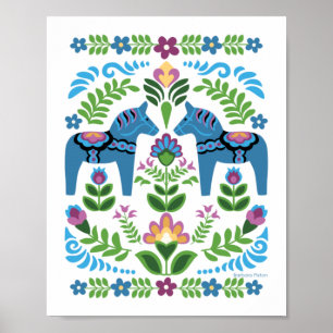 Affiche Dala Horses Bleus
