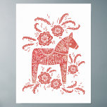 Affiche Dala suédois Cheval Art<br><div class="desc">Un Dala Cheval suédois traditionnel peint en rouge et blanc. Art original de Nic Squirrell.</div>