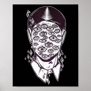 Affiche Dali Surreal - Noir Retro Yeux Sur La Face Tatouag