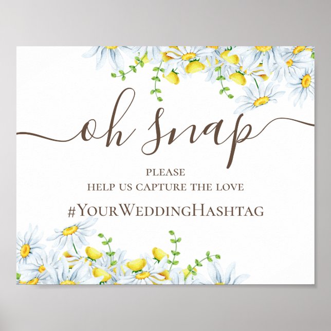 Affiche Dalia aquarelle. Hashtag instagram mariage floral (Devant)