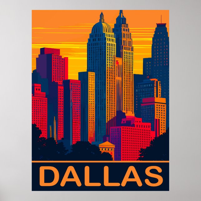 Affiche Dallas en couleurs vives, Voyage (Devant)