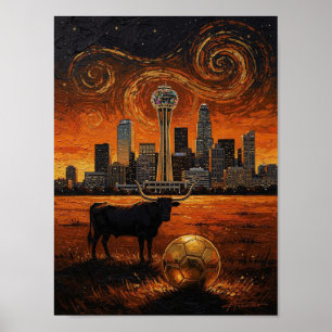 Affiche Dallas Skyline Longhorn Coupe du Monde 2026 Footba