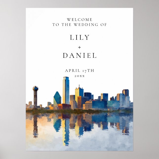 Affiche Dallas Skyline Wedding Welcome Sign (Devant)