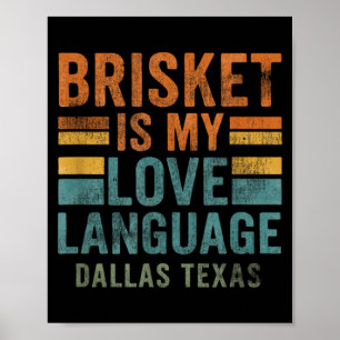 Affiche Dallas Texas Bris BBQ Langage d'amour Rétro Vintag