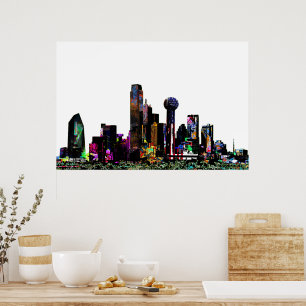 Affiche Dallas, Texas en graffiti