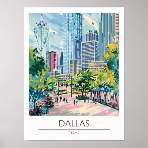 Affiche Dallas Texas États-Unis Illustration d'art vintage