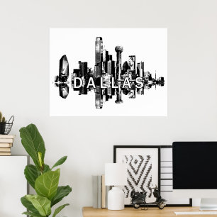 Affiche Dallas, Texas in black and white