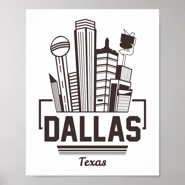 Affiche Dallas Texas Moderne Skyline Graphisme Urbain (Devant)