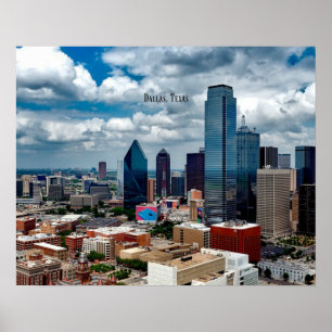Affiche Dallas, Texas, photo de paysage urbain