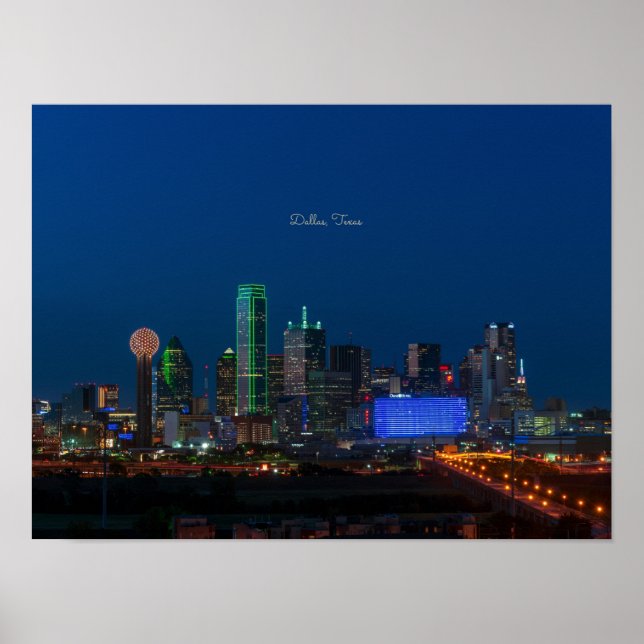 Affiche Dallas, Texas, photo de paysage urbain, (Devant)