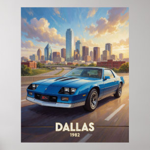 Affiche Dallas Texas Routes de Performance 1982