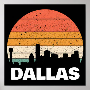 AFFICHE DALLAS TEXAS SUNSET VINTAGE