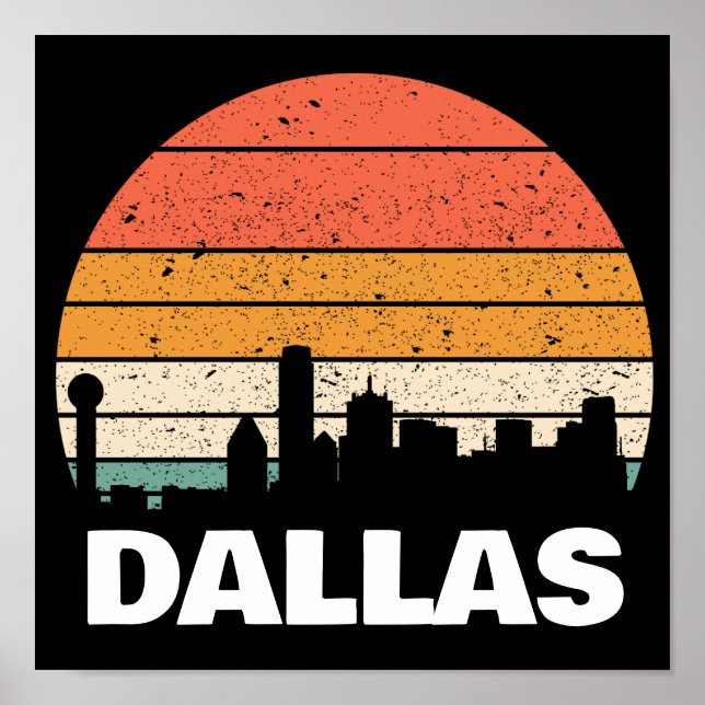 AFFICHE DALLAS TEXAS SUNSET VINTAGE (Devant)