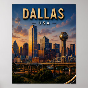 Affiche Dallas Voyage Horizon et Reunion Tower