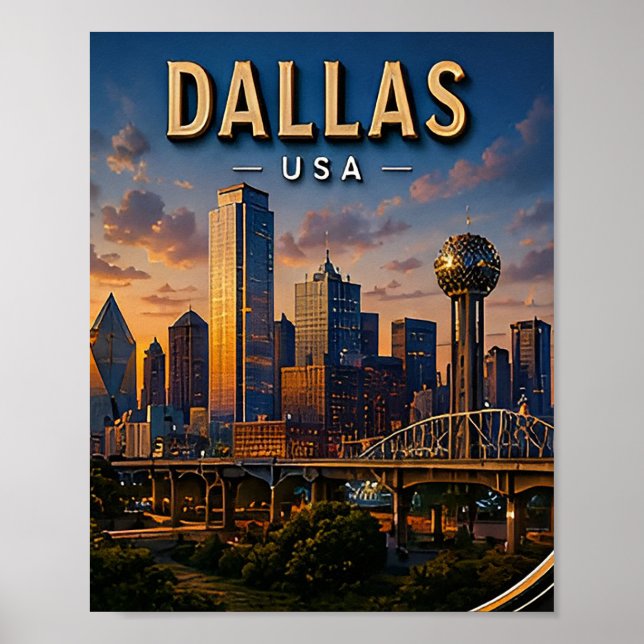 Affiche Dallas Voyage Horizon et Reunion Tower (Devant)