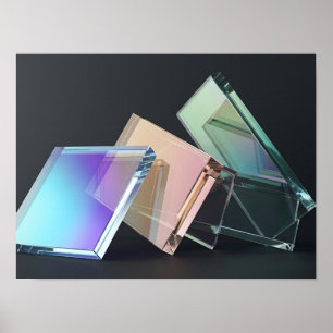 Affiche Dalles de verre iridescent sculpture murale géomét