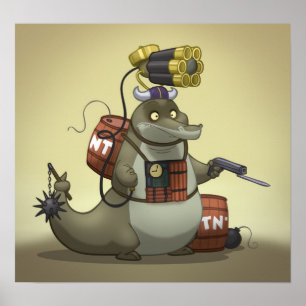 Affiche d'alligator de bataille