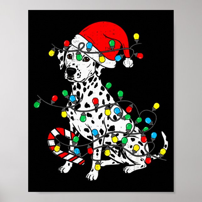 Affiche Dalmatian Dog Christmas Lights Santa Xmas Pet Dog  (Devant)