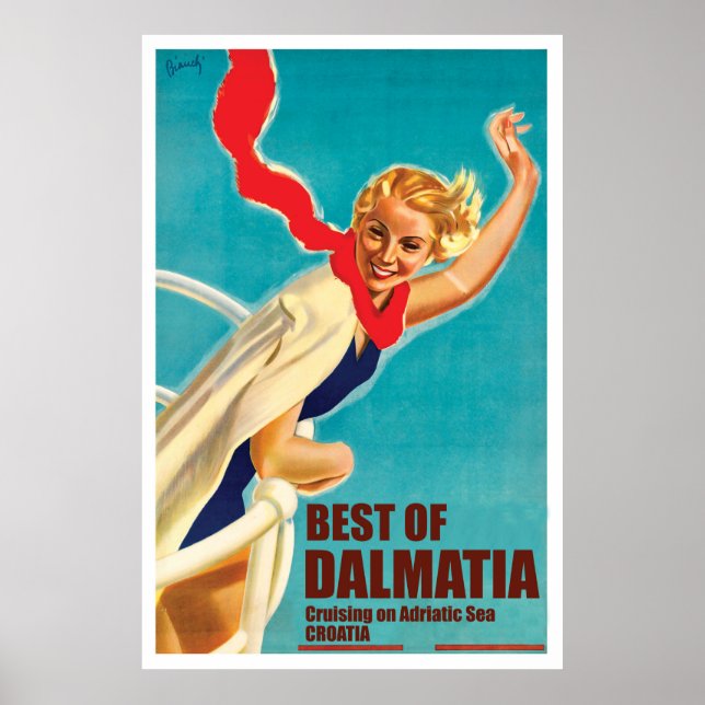Affiche Dalmatie, Croatie, Fille sur un yacht (Devant)