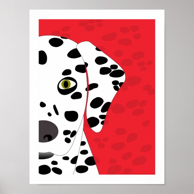 Affiche Dalmatien | Chien Abstrait Art | Rouge, noir et bl (Devant)