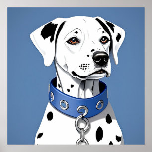 Affiche Dalmatien portant un collier bleu