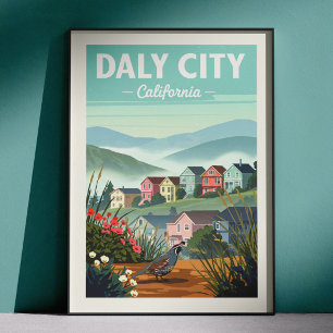 Affiche Daly City Californie vintage