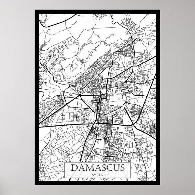 Affiche Damascus Syria City Map (Devant)