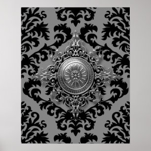 Affiche Damask Design, médaillon Filigree