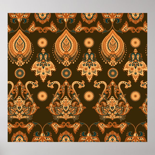 Affiche Damask Floral : Style Vintage sans couture (Devant)