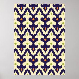 Affiche Damask paisley arabesque motif marocain girly