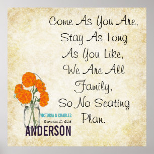 Affiche Damask Vintage Mason Jar Seing Chart