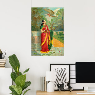 Affiche Damayanti et le cygne par Raja Ravi Varma