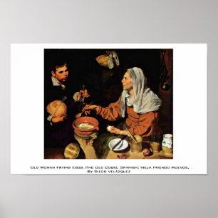 Affiche Dame âgée faisant frire des oeufs (le vieux