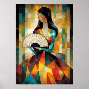 Affiche Dame au éventail - Chef-d'œuvre cubiste inspiré