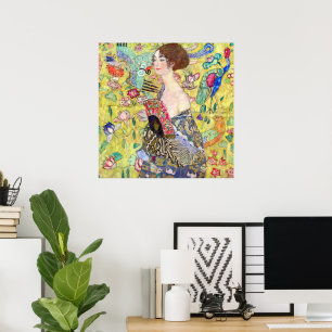 Affiche Dame au éventail par Gustav Klimt, Vintage Japonis