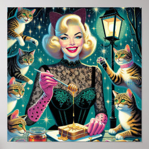 Affiche Dame aux chats