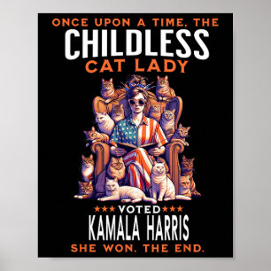 Affiche Dame aux chats drôle Kamala Harris 2024 Propriétai