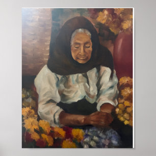 Affiche Dame aux fleurs