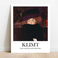 Dame avec Casquette et Feather Boa par Gustav Klim