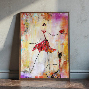 Affiche Dame avec chat