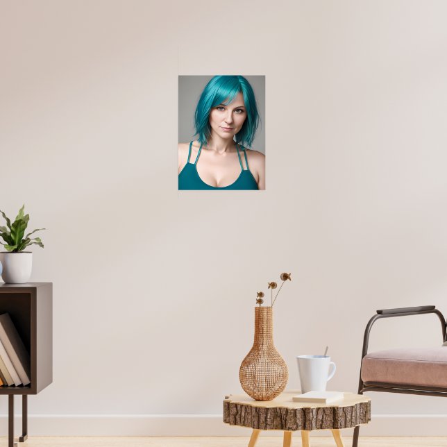 Affiche Dame avec cheveux Turquoises (Salon 3)