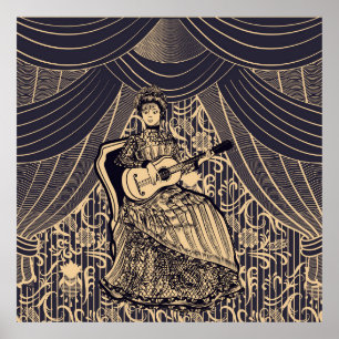 Affiche Dame avec guitare