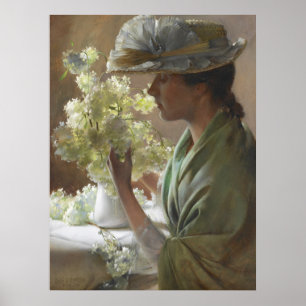 Affiche Dame avec un bouquet de Charles Courtney Curran
