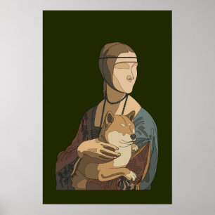 Affiche Dame avec un portrait classique japonais de Shiba