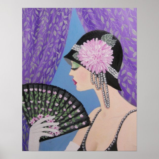 AFFICHE DAME AVEC UN VENTILATEUR (Devant)