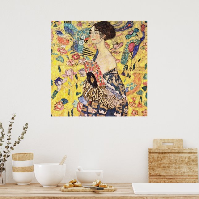 Affiche Dame avec ventilateur par Gustav Klimt (Cuisine)