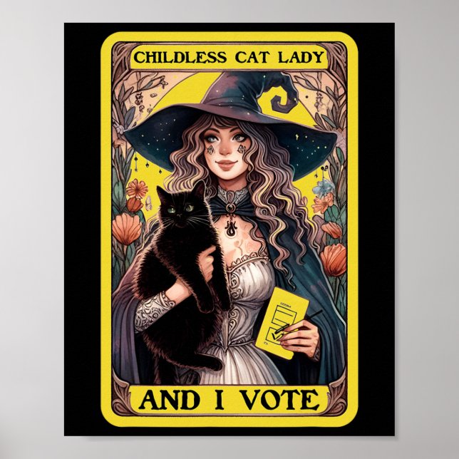Affiche Dame Chat Sans Enfants Et Je Vote  (Devant)